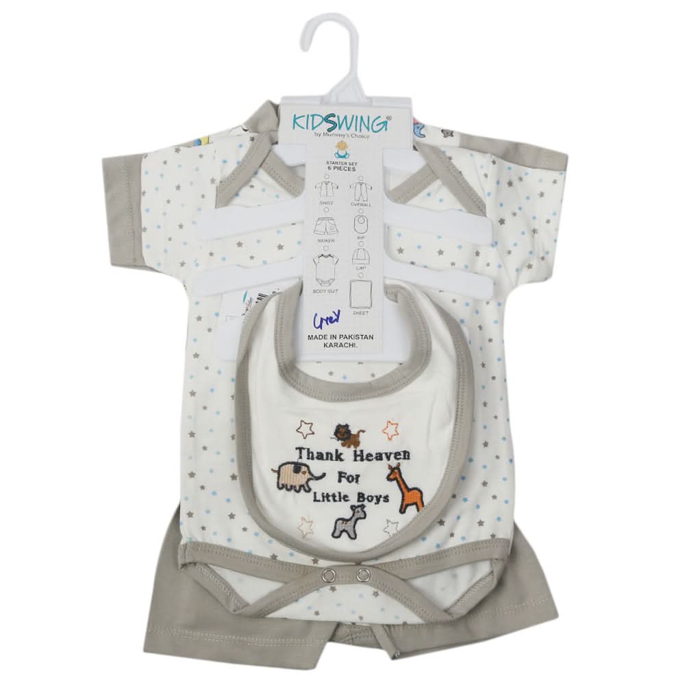 Gift Set 6Pcs - Grey, Kids, Newborn Boys Sets And Suits, Chase Value, Chase Value
