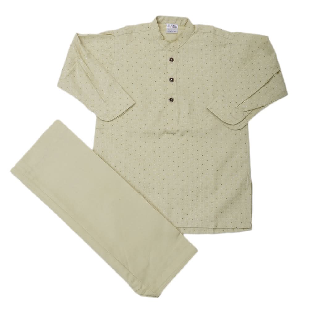 Newborn Printed Kurta Shalwar L.C 8099-A,B - Yellow, Kids, NB Boys Shalwar Suits, Chase Value, Chase Value