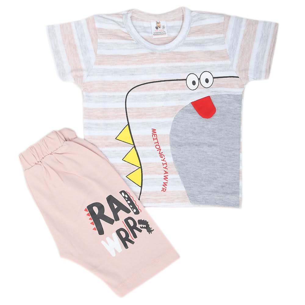 Boys Half Sleeves 2 Piece Suit - Tea Pink, Kids, Boys Sets And Suits, Chase Value, Chase Value
