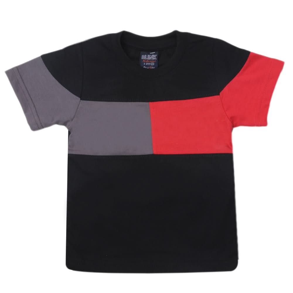 Boys Half Sleeves Logo T-Shirt - Black, Kids, Boys T-Shirts, Chase Value, Chase Value