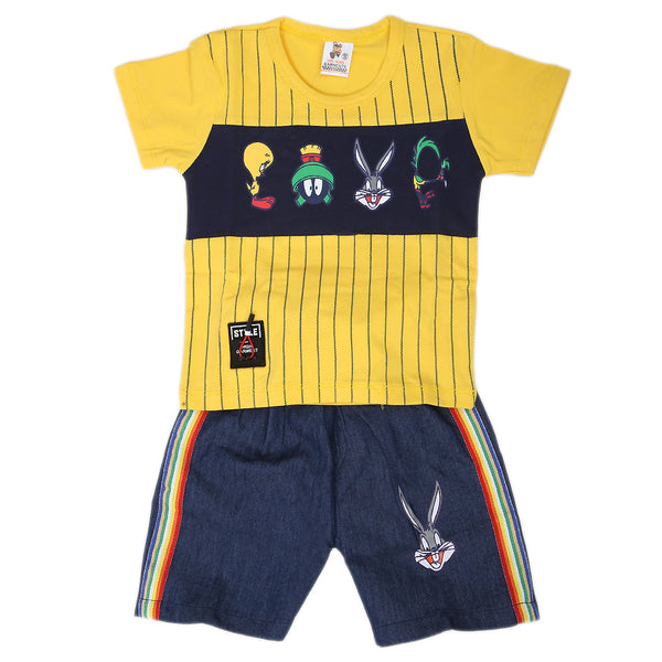 Newborn Boys Half Sleeves Suit - Yellow, Kids, NB Boys Sets And Suits, Chase Value, Chase Value