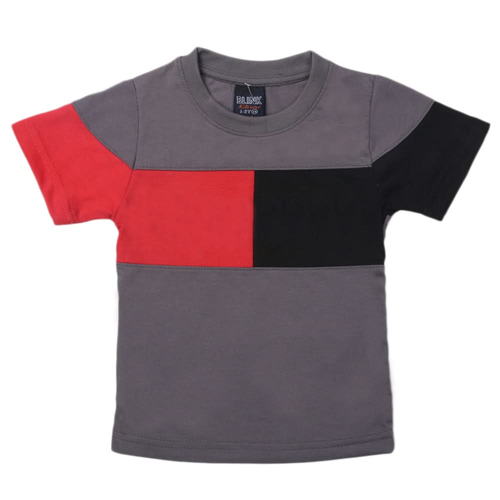 Boys Half Sleeves Logo T-Shirt - Grey, Kids, Boys T-Shirts, Chase Value, Chase Value