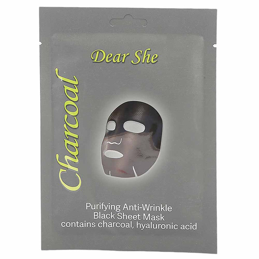 Dear She Charcoal Purifying Anti-Wrinkle Black Mask - 25g, Beauty & Personal Care, Masks, Chase Value, Chase Value