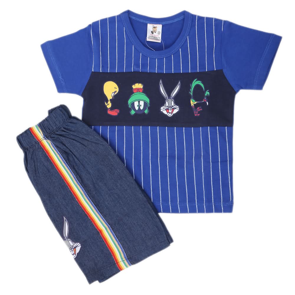 Newborn Boys Half Sleeves Suit - Royal Blue, Kids, NB Boys Sets And Suits, Chase Value, Chase Value