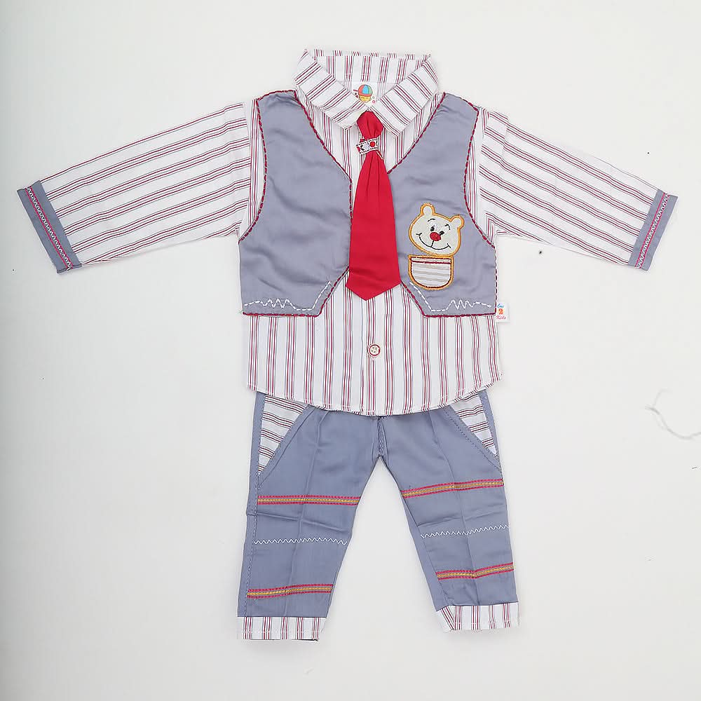 Newborn Boys Full Sleeves Suit - Steel Blue, Kids, NB Boys Sets And Suits, Chase Value, Chase Value