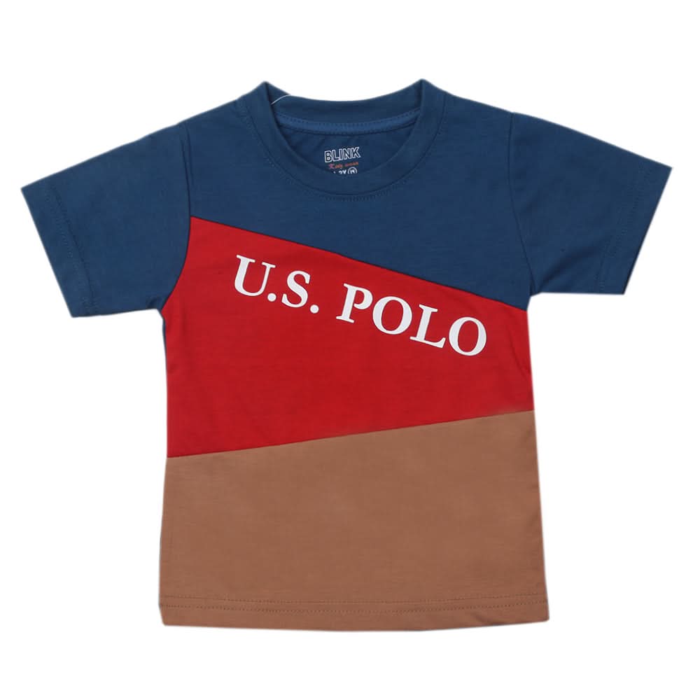 Boys Half Sleeves Logo T-Shirt - Sea Blue, Kids, Boys T-Shirts, Chase Value, Chase Value