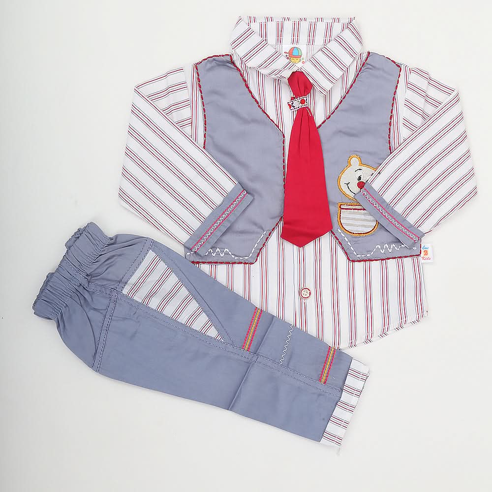 Newborn Boys Full Sleeves Suit - Steel Blue, Kids, NB Boys Sets And Suits, Chase Value, Chase Value
