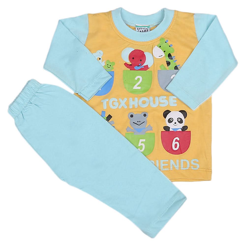 Boys Full Sleeves 2 Pcs Suit - Light Blue, Kids, Boys Sets And Suits, Chase Value, Chase Value