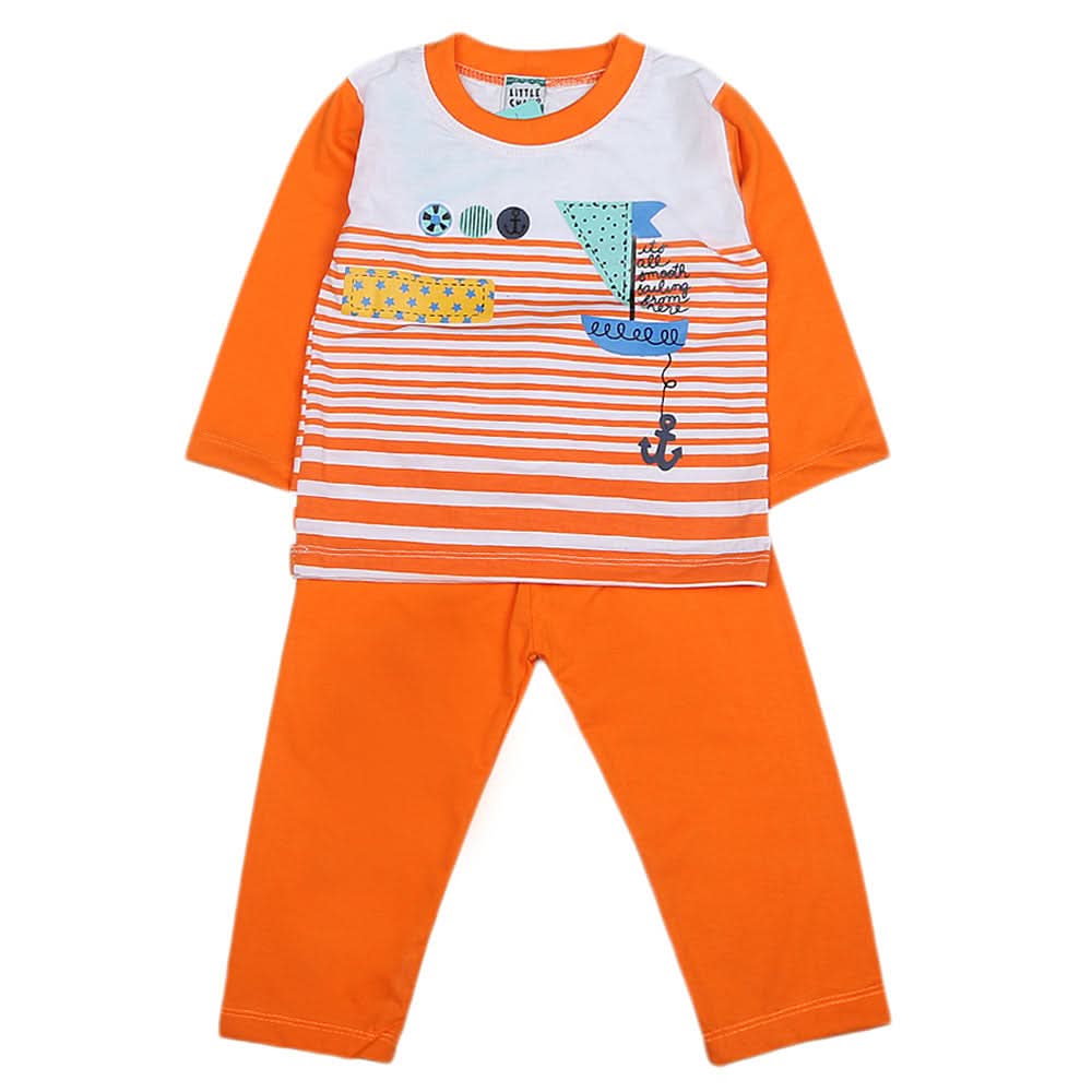 Boys Full Sleeves 2 Pcs Suit - Orange, Kids, Boys Sets And Suits, Chase Value, Chase Value