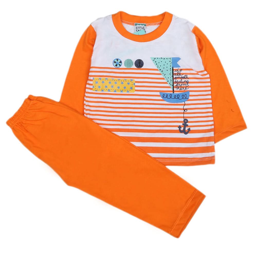 Boys Full Sleeves 2 Pcs Suit - Orange, Kids, Boys Sets And Suits, Chase Value, Chase Value