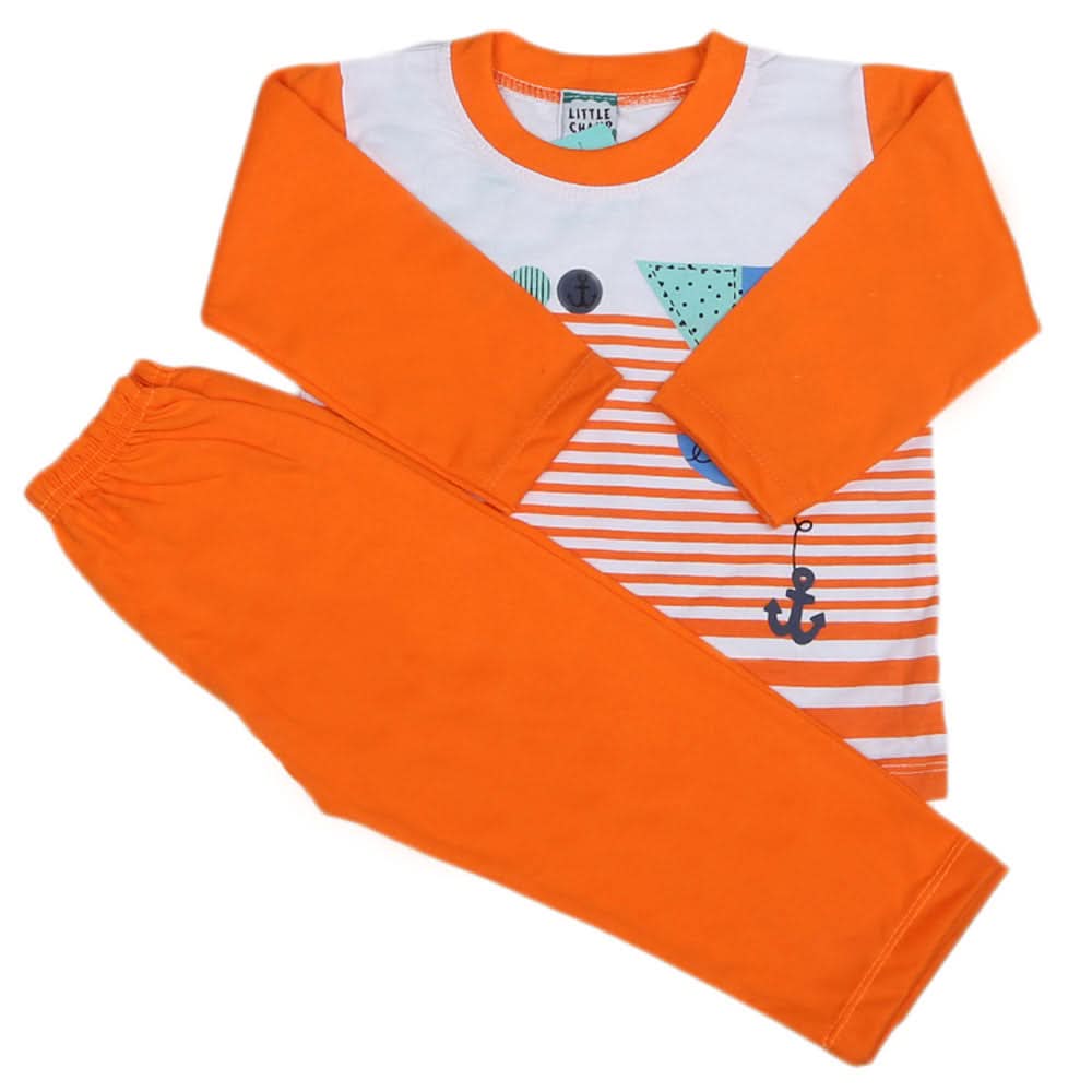 Boys Full Sleeves 2 Pcs Suit - Orange, Kids, Boys Sets And Suits, Chase Value, Chase Value