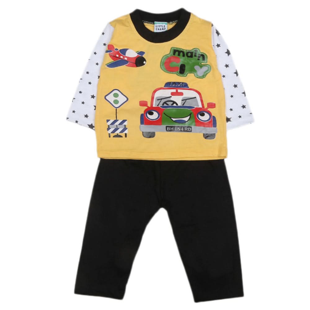 Boys Full Sleeves 2 Pcs Suit - Yellow, Kids, Boys Sets And Suits, Chase Value, Chase Value