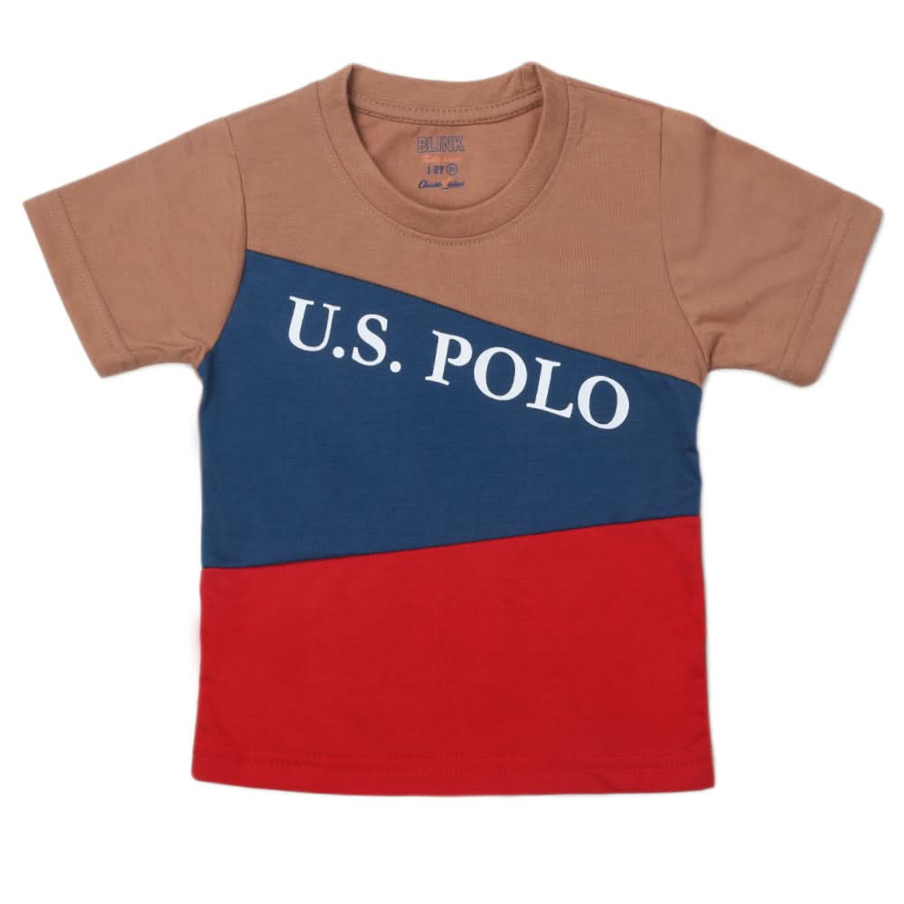 Boys Half Sleeves Logo T-Shirt - Brown, Kids, Boys T-Shirts, Chase Value, Chase Value