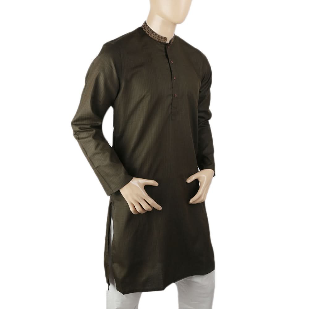 Men's Mashriq Slim Fit Kurta - Olive, Men, Kurtas, Chase Value, Chase Value