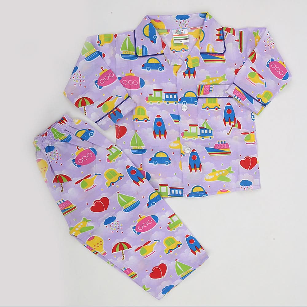 Boys Full Sleeves Night Suit - Purple, Kids, Boys Sets And Suits, Chase Value, Chase Value