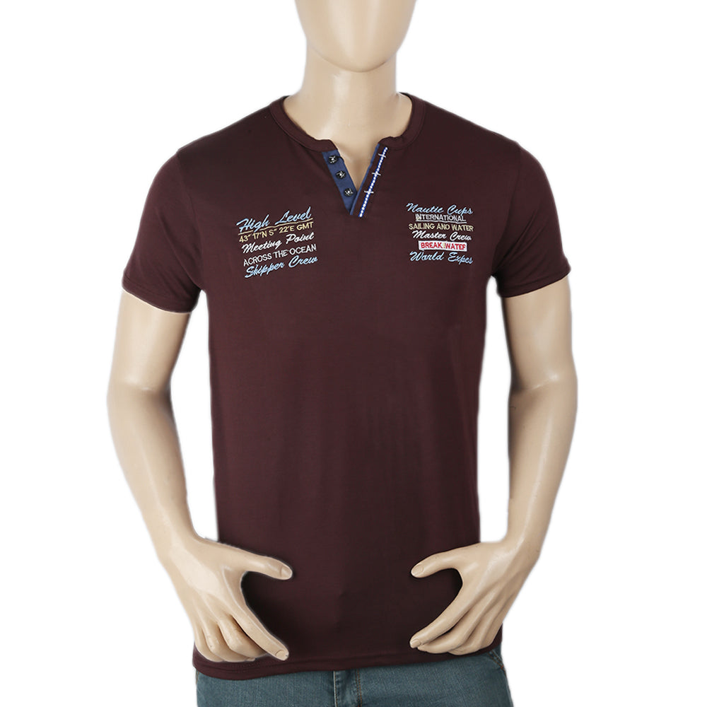 Men's Half Sleeves Round Neck T-Shirt - Dark Purple, Men, T-Shirts And Polos, Chase Value, Chase Value