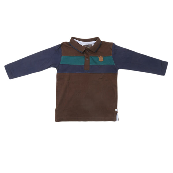 Boys Full Sleeves Fancy Polo T-Shirt - Coffee, Kids, Boys T-Shirts, Eminent, Chase Value