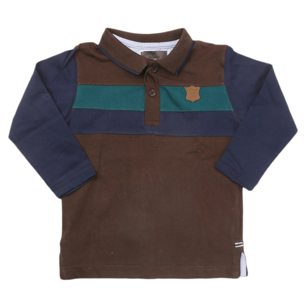 Boys Full Sleeves Fancy Polo T-Shirt - Coffee, Kids, Boys T-Shirts, Eminent, Chase Value