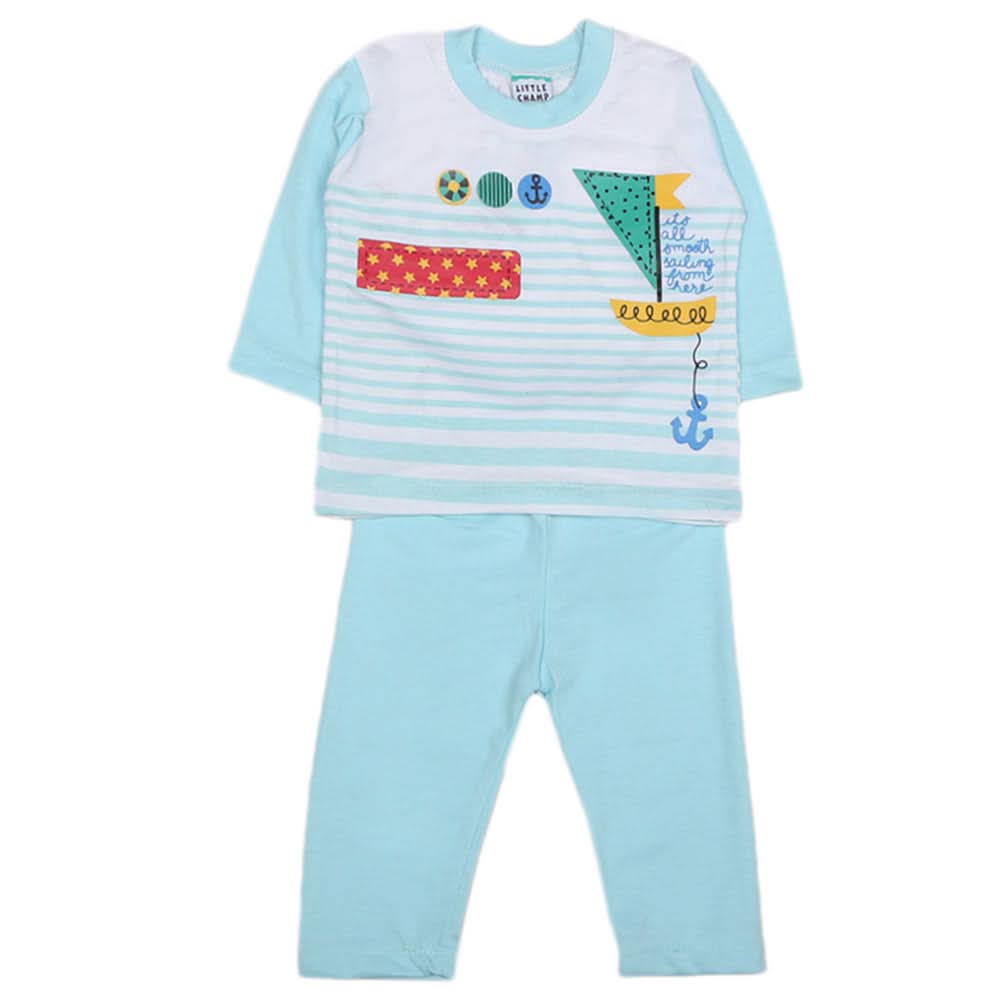 Boys Full Sleeves 2 Pcs Suit - Light Blue, Kids, Boys Sets And Suits, Chase Value, Chase Value