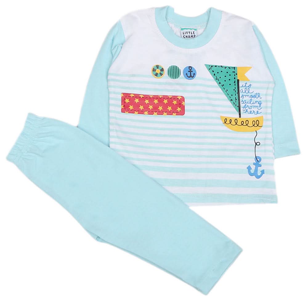 Boys Full Sleeves 2 Pcs Suit - Light Blue, Kids, Boys Sets And Suits, Chase Value, Chase Value