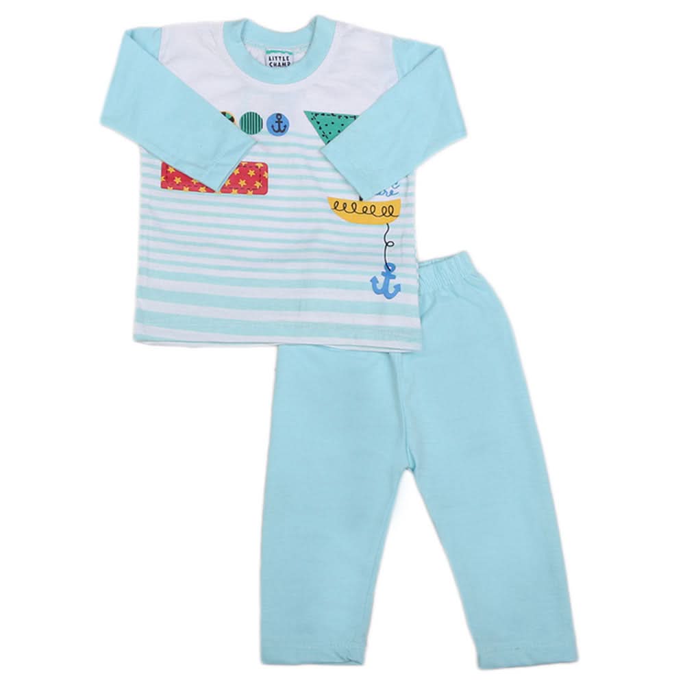 Boys Full Sleeves 2 Pcs Suit - Light Blue, Kids, Boys Sets And Suits, Chase Value, Chase Value