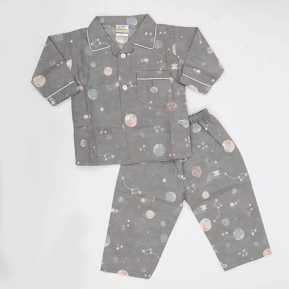 Boys Full Sleeves Night Suit - Grey, Kids, Boys Sets And Suits, Chase Value, Chase Value