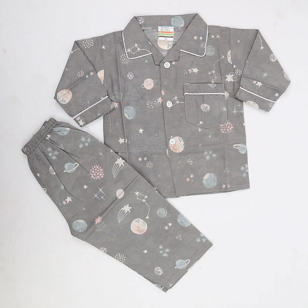 Boys Full Sleeves Night Suit - Grey, Kids, Boys Sets And Suits, Chase Value, Chase Value