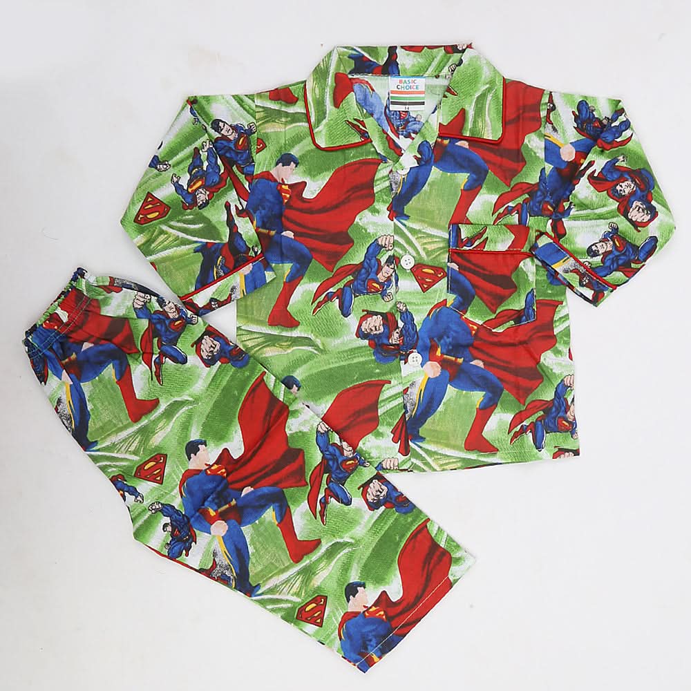 Boys Full Sleeves Night Suit - Green, Kids, Boys Sets And Suits, Chase Value, Chase Value