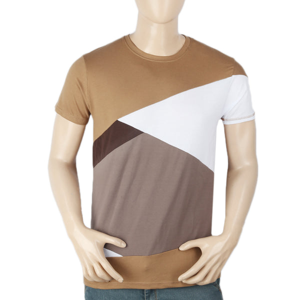 Men's Half Sleeves Round Neck T-Shirt - Brown, Men, T-Shirts And Polos, Chase Value, Chase Value