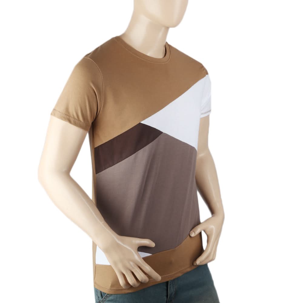 Men's Half Sleeves Round Neck T-Shirt - Brown, Men, T-Shirts And Polos, Chase Value, Chase Value