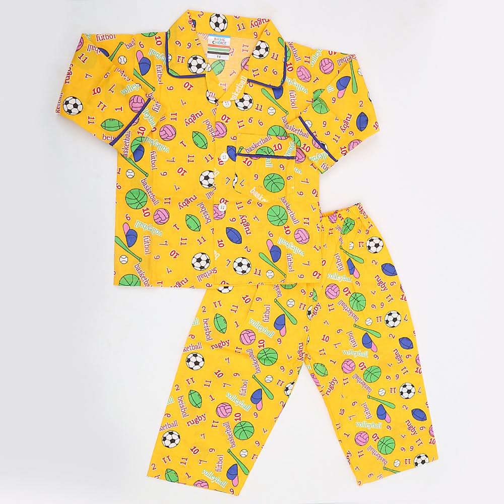 Boys Full Sleeves Night Suit - Yellow, Kids, Boys Sets And Suits, Chase Value, Chase Value