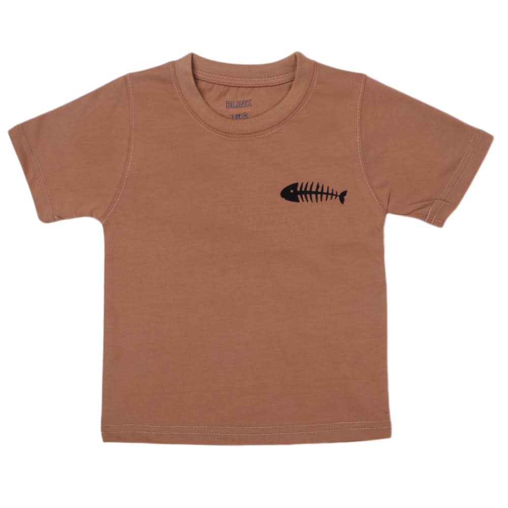 Boys Half Sleeves Logo T-Shirt - Brown, Kids, Boys T-Shirts, Chase Value, Chase Value