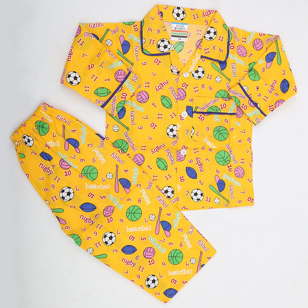 Boys Full Sleeves Night Suit - Yellow, Kids, Boys Sets And Suits, Chase Value, Chase Value