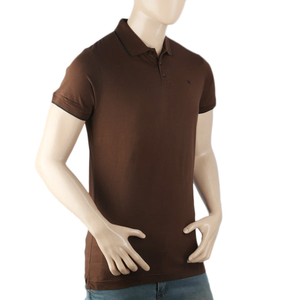 Eminent Men's Half Sleeves Ban-Collar Polo T-Shirt - Dark Brown, Men, T-Shirts And Polos, Eminent, Chase Value