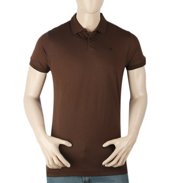 Eminent Men's Half Sleeves Ban-Collar Polo T-Shirt - Dark Brown, Men, T-Shirts And Polos, Eminent, Chase Value