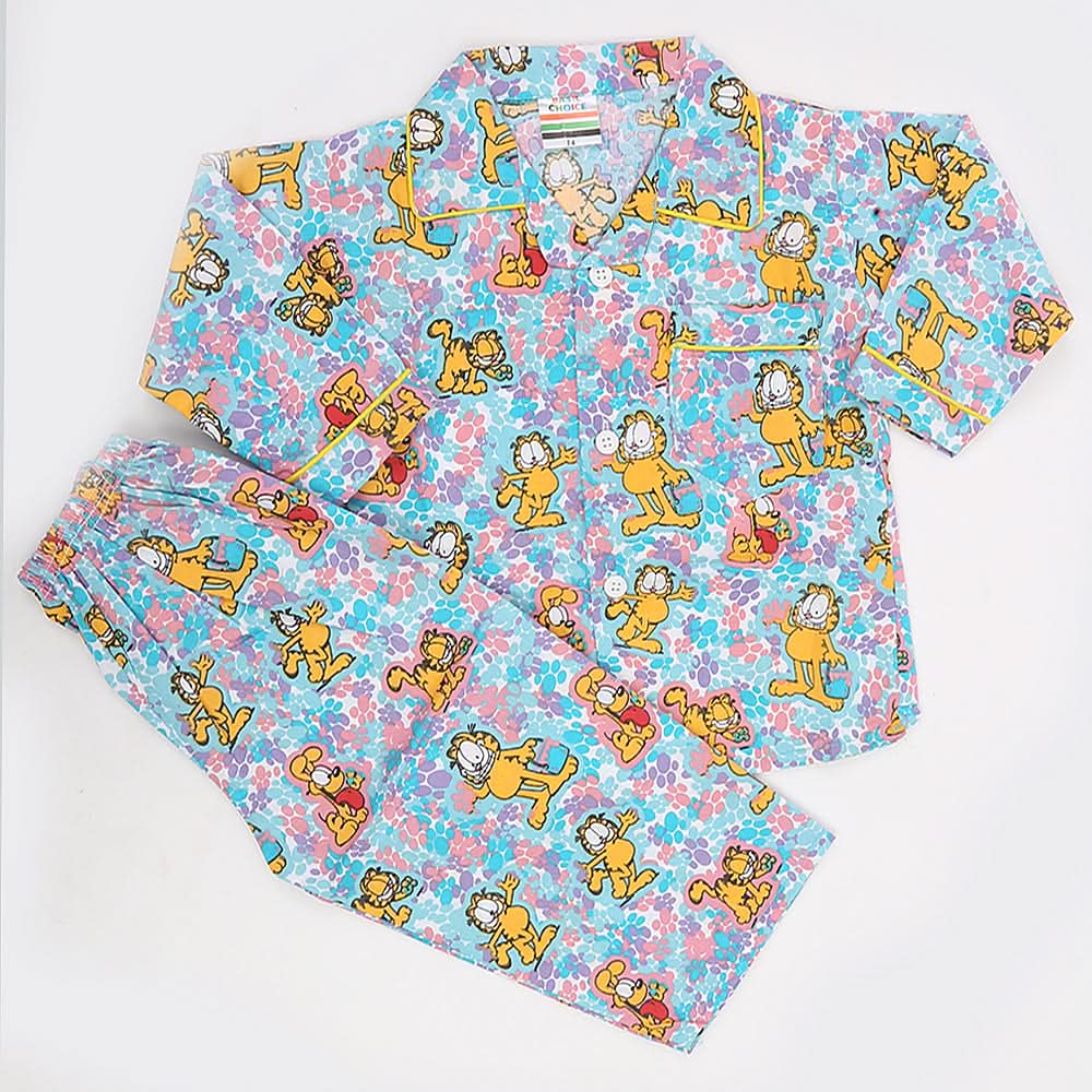 Boys Full Sleeves Night Suit - Cyan, Kids, Boys Sets And Suits, Chase Value, Chase Value