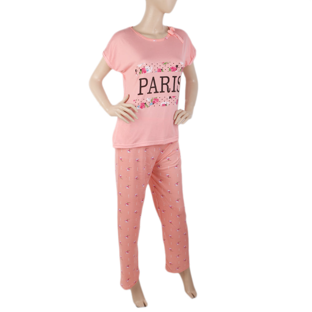 Women's 2 Piece Night Suit - Peach, Women, Night Suit, Chase Value, Chase Value