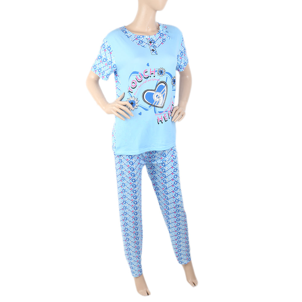 Women's 2 Piece Night Suit - Blue, Women, Night Suit, Chase Value, Chase Value