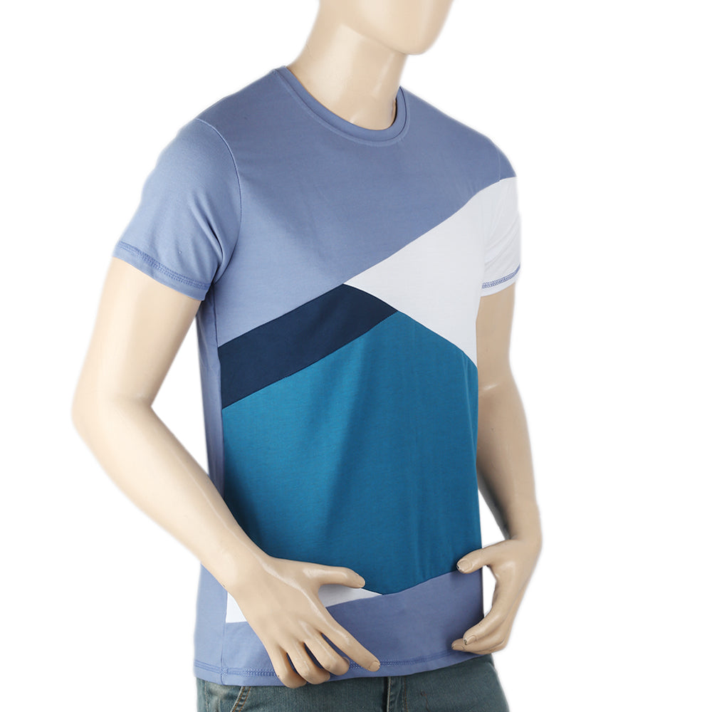 Men's Half Sleeves Round Neck T-Shirt - Blue, Men, T-Shirts And Polos, Chase Value, Chase Value