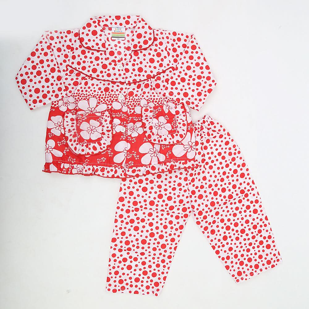 Girls Night Suit - Red, Kids, Girls Sets And Suits, Chase Value, Chase Value