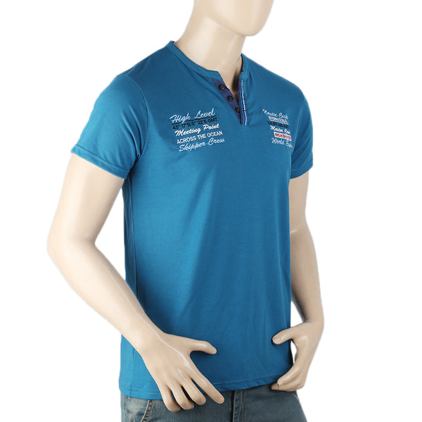 Men's Half Sleeves Round Neck T-Shirt - Blue, Men, T-Shirts And Polos, Chase Value, Chase Value