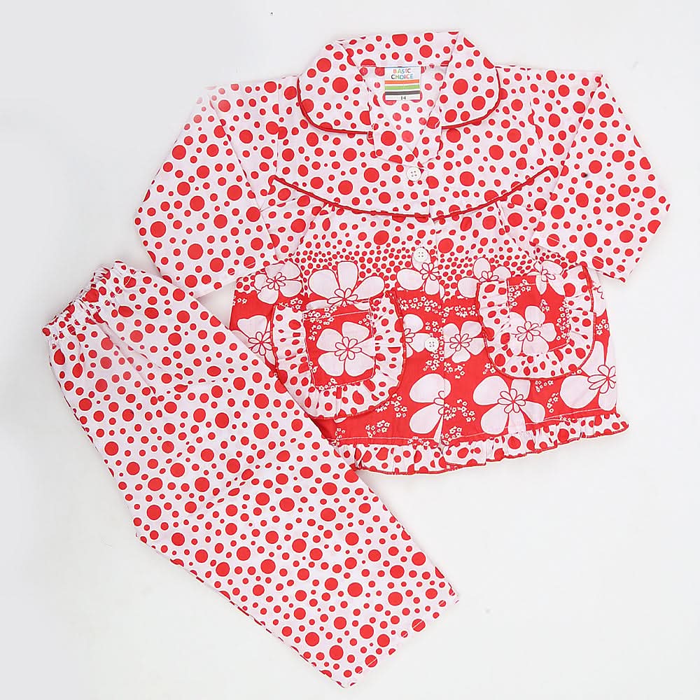 Girls Night Suit - Red, Kids, Girls Sets And Suits, Chase Value, Chase Value