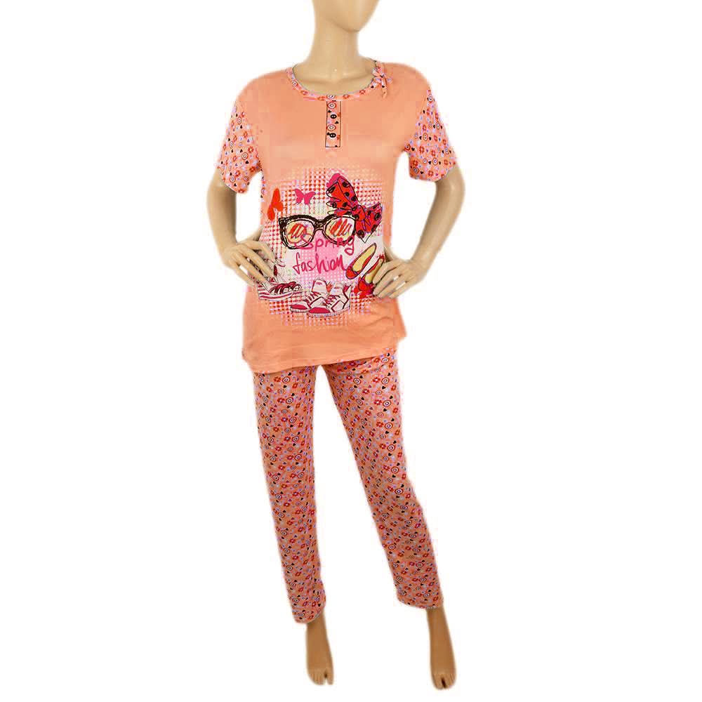 Women's 2 Piece Night Suit - Peach, Women, Night Suit, Chase Value, Chase Value