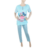 Women's 2 Piece Night Suit - Sky Blue, Women, Night Suit, Chase Value, Chase Value