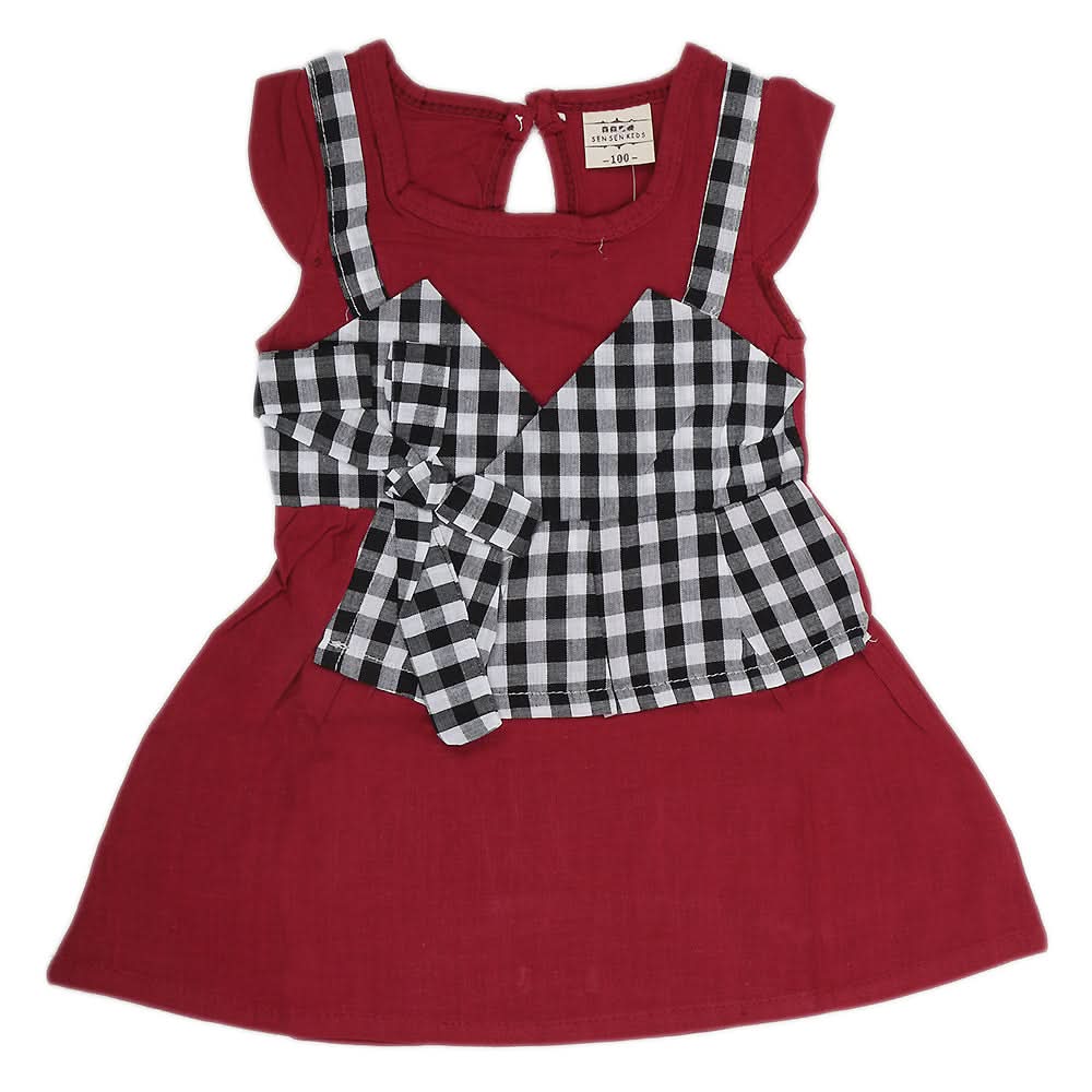 Newborn Girls Frock - Maroon, Kids, NB Girls Frocks, Chase Value, Chase Value