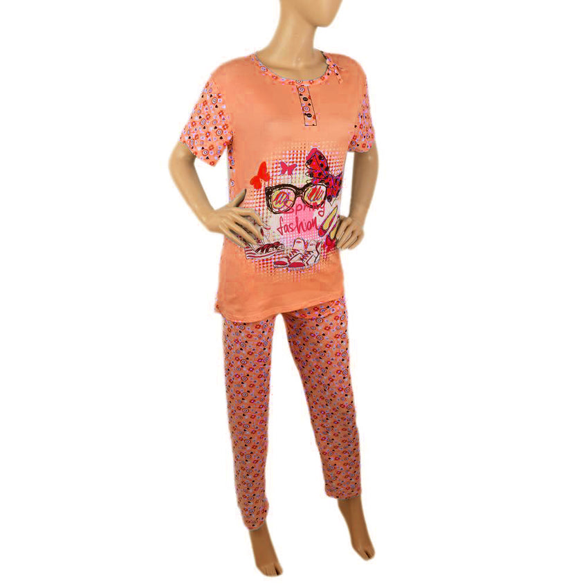 Women's 2 Piece Night Suit - Peach, Women, Night Suit, Chase Value, Chase Value