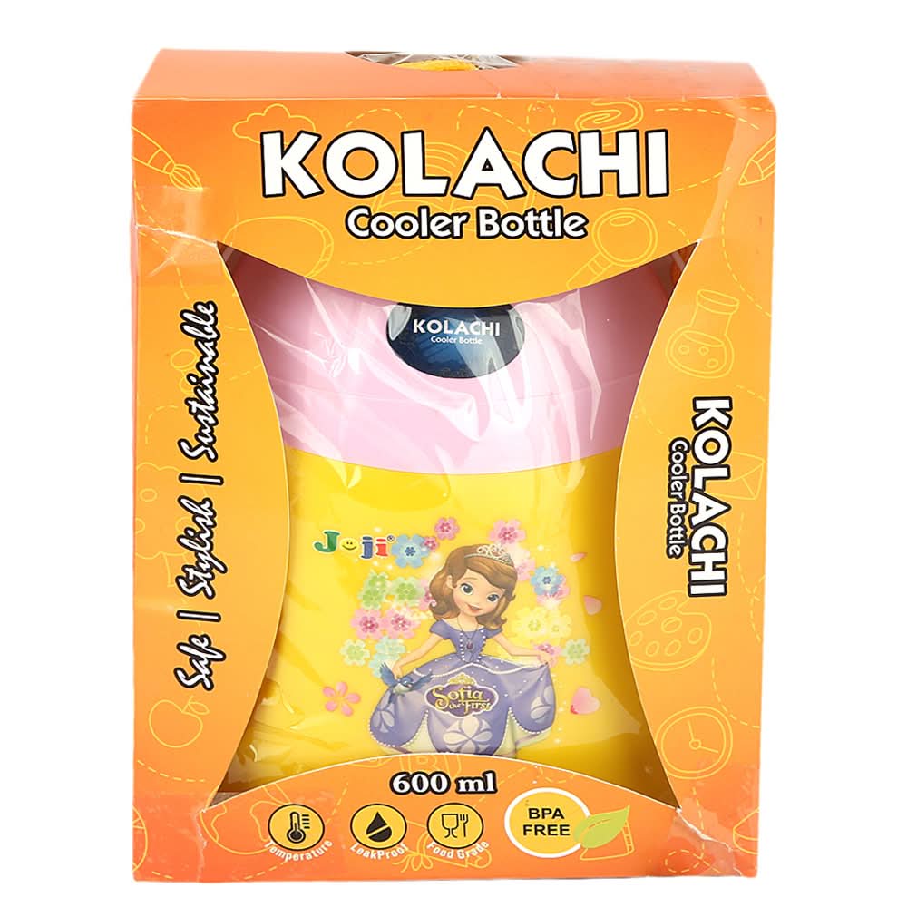 School Water Bottle 600ml - Yellow, Kids, Tiffin Boxes And Bottles, Chase Value, Chase Value