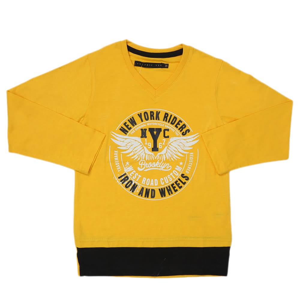 Boys Full Sleeves T-Shirt - Yellow, Kids, Boys T-Shirts, Chase Value, Chase Value