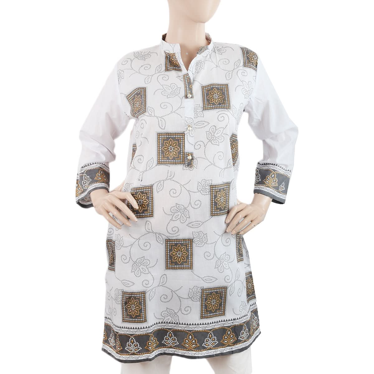 Women's Kurti -1Pc - Cotton- White, Women, Ready Kurtis, Chase Value, Chase Value