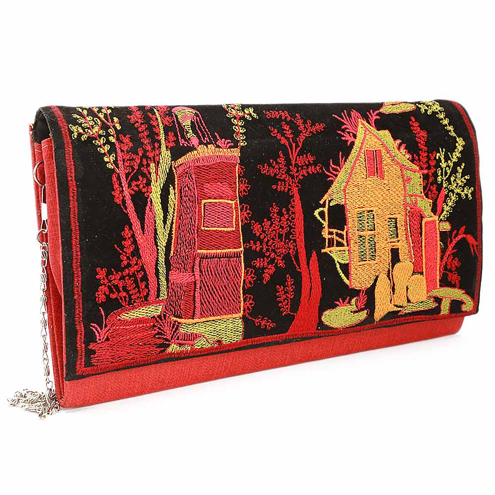 Women's Embroidered Clutch (9035) - Red, Women, Clutches, Chase Value, Chase Value
